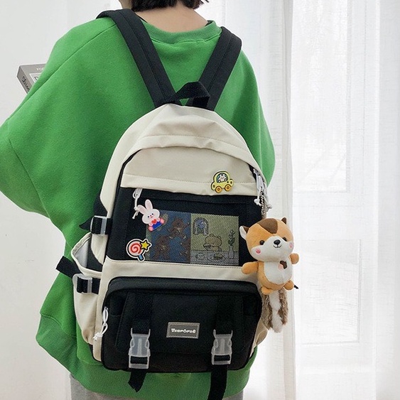 Balo nam nữ thời trang HAZIN chất liệu polyester cao cấp phối màu độc đáo đi học đi chơi phong cách unisex vừa laptop