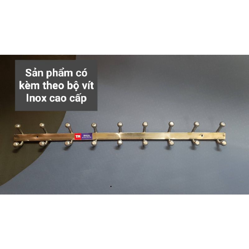 SIÊU TIẾT KIỆM - Móc treo quần áo gắn tường inox 9 mấu, hạt nhỏ - Loại rẻ