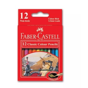 Hộp chì màu Hiệp sĩ Faber-Castell Classic Knight - 12/24 màu thân ngắn/ dài - hộp giấy