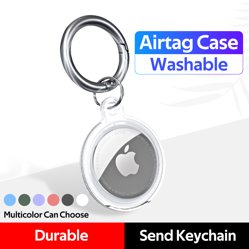 Full Coverage Transparent Apple Airtag Case Airtags Case Airtags Accessories Airtag Loop Cover Liquid Silicone Protective Case Sleeve Phone Finder Case Anti-Lost Stainless Steel With Carabiner Airtag Protector Bluetooth Wireless Location Tracker Protector