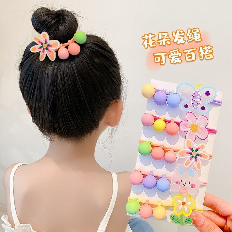 Dây Buộc Tóc Cao Su Co Giãn Đính Hoa Nhỏ Dễ Thương Cho Bé Gái