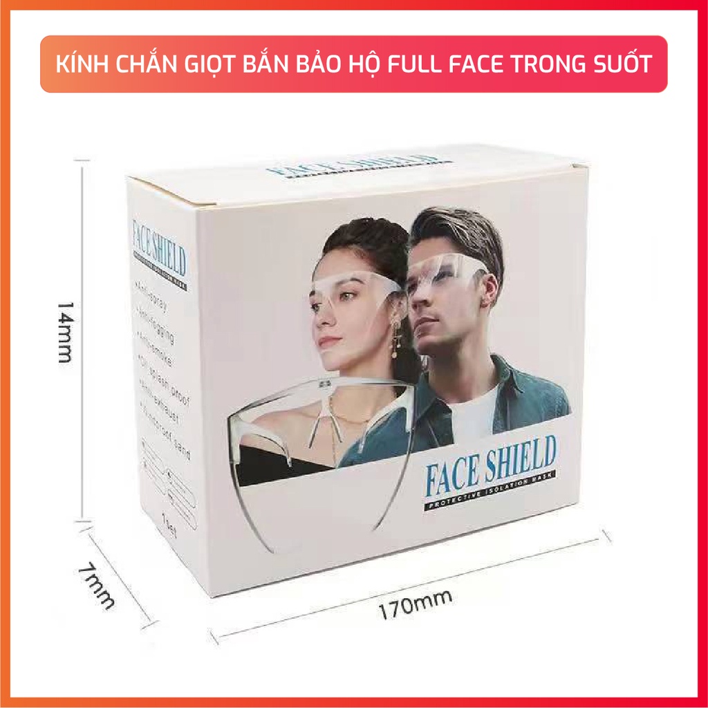 Kính chắn giọt bắn bảo hộ full face trong suốt, kính mặt nạ bảo hộ sức khỏe