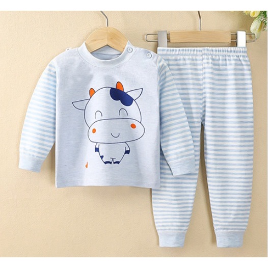 Bộ thu đông cho bé NINOKID1902 in hình ngộ nghĩnh cotton mềm và ấm, Bộ dài tay cho bé trai bé gái 1 2 3 4 tuổi