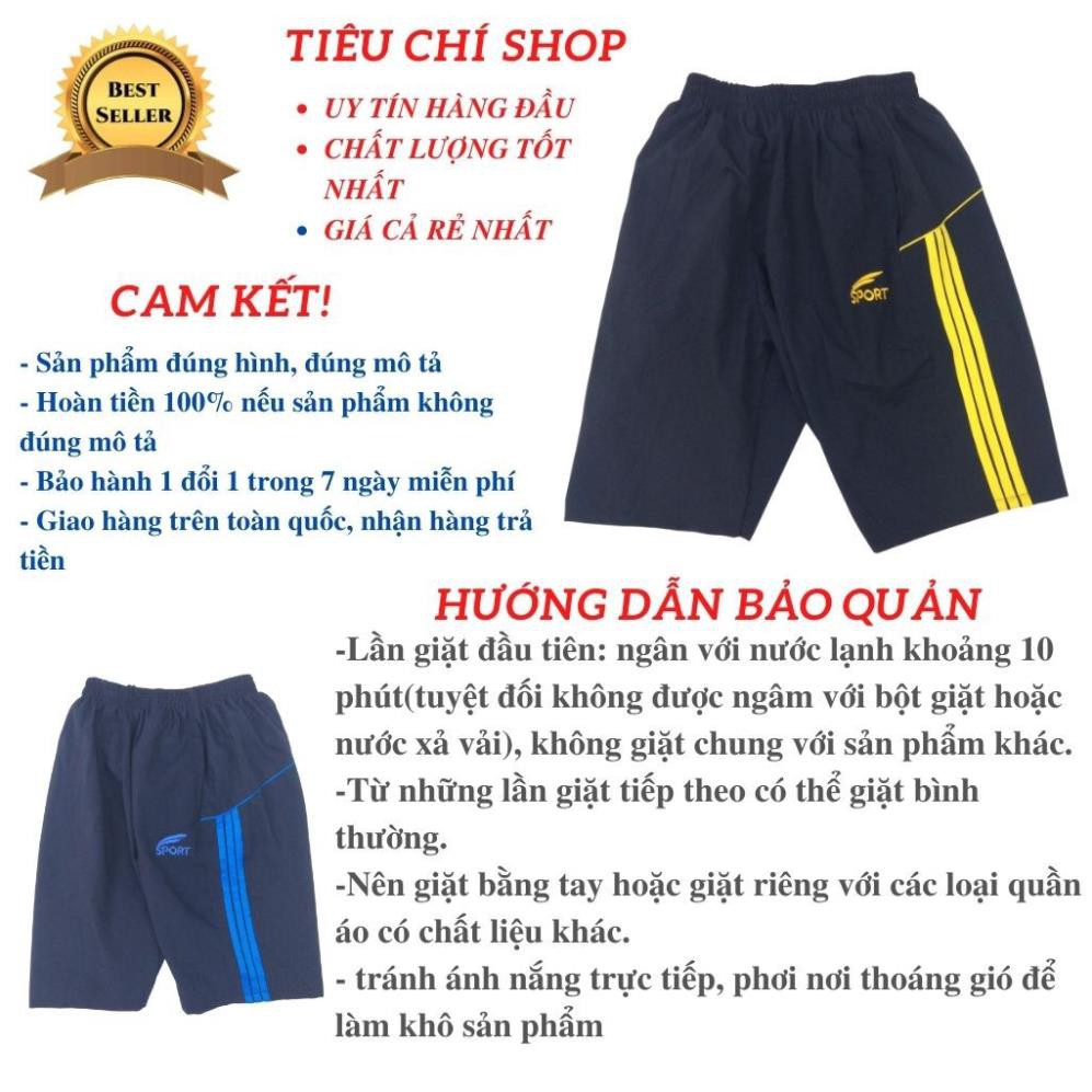 Quần Đùi Nam ❤️FREESHIP❤️ Quần Short Nam, Đùi Ngố Nam Thể Thao Vải Dù Gió Phối 3 Sọc ! *