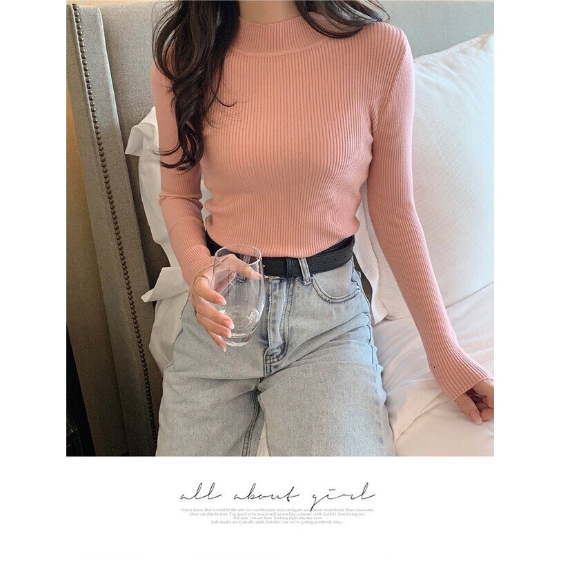 Áo len gân cổ 3 phân