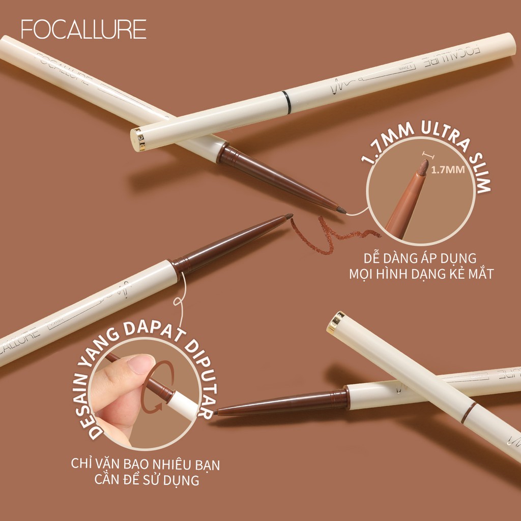 Bút kẻ mắt Focallure mềm mại siêu mỏng 1.7mm lâu trôi chống thấm nước