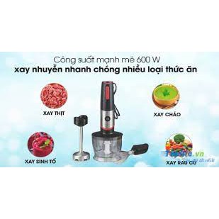 Máy Xay Sinh Tố Cầm Tay Cao Cấp - Thân Dao Inox, Xay Siêu Mạnh Tặng Kèm 1 Cối Xay Thịt + Đánh Trứng