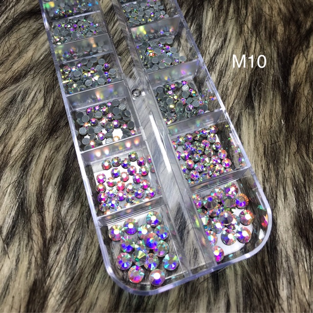 Đá chân keo cao cấp, khay 1440 viên, đá 7 màu, trắng đục, vàng trà