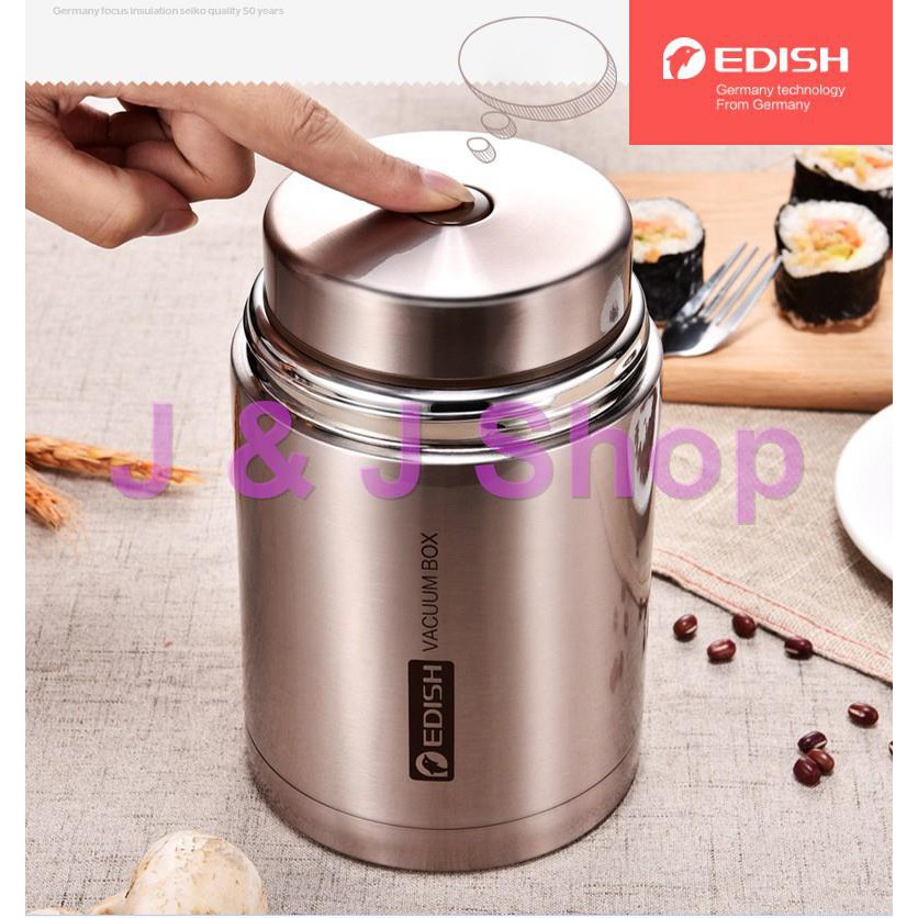 Bình ủ cháo, giữ nhiệt Edish thương hiệu Đức inox 316 cao cấp 800ml -1000 ml + Tặng Túi Giữ nhiệt