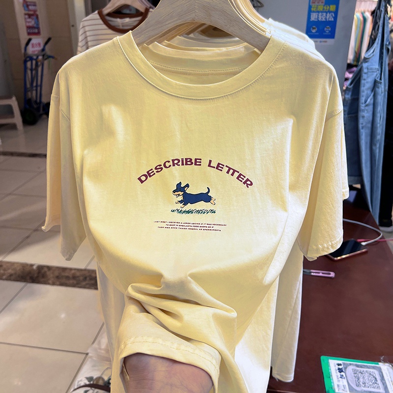 NRVP Áo thun tay ngắn cổ tròn 100% cotton thời trang phong cách Hàn Quốc cho nữ