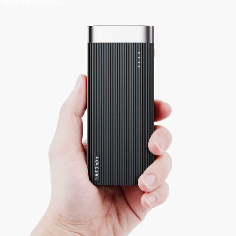 Pin sạc dự phòng 10.000mAh Baseus Parallel Line, hỗ trợ sạc nhanh 2.1A, 2 input (Micro USB + Type-C), LED báo pin