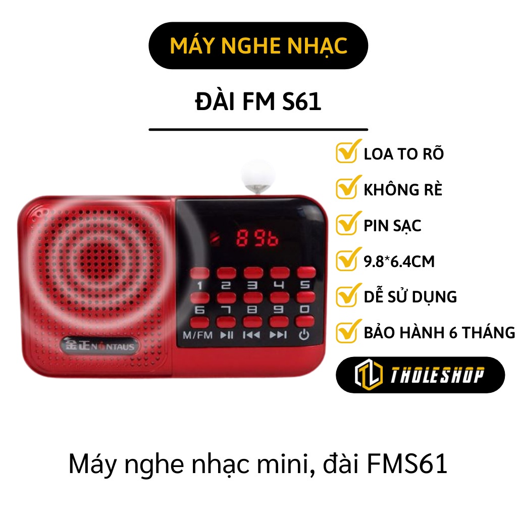Máy nghe nhạc cho người lớn tuổi - Máy Nghe Nhạc Mini S61, loa nghe to, rõ, không rè, dễ sử dụng 5593