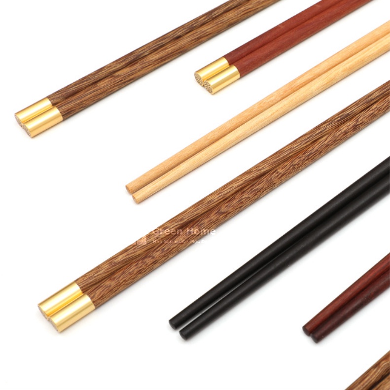 Đũa Gỗ Jinfu Và Đàn Hương Đỏ Cao Cấp - Đũa Gỗ Cánh Gà Mạ Vàng Chất Lượng Cao - Comboo 5 Đôi Và 10 Đôi