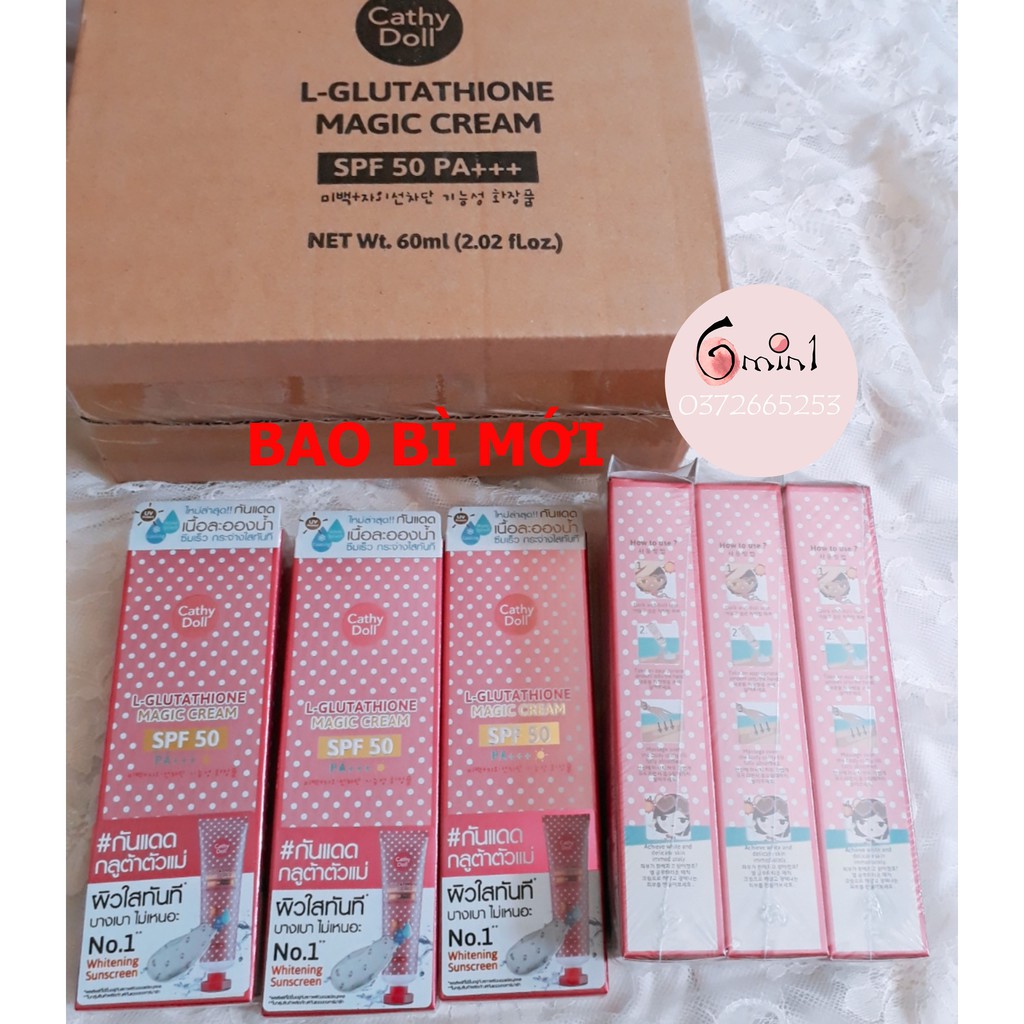 Kem Chống Nắng Trắng Da Cathy Doll L-glutathione Magic Cream SPF50 PA+++ 60ml