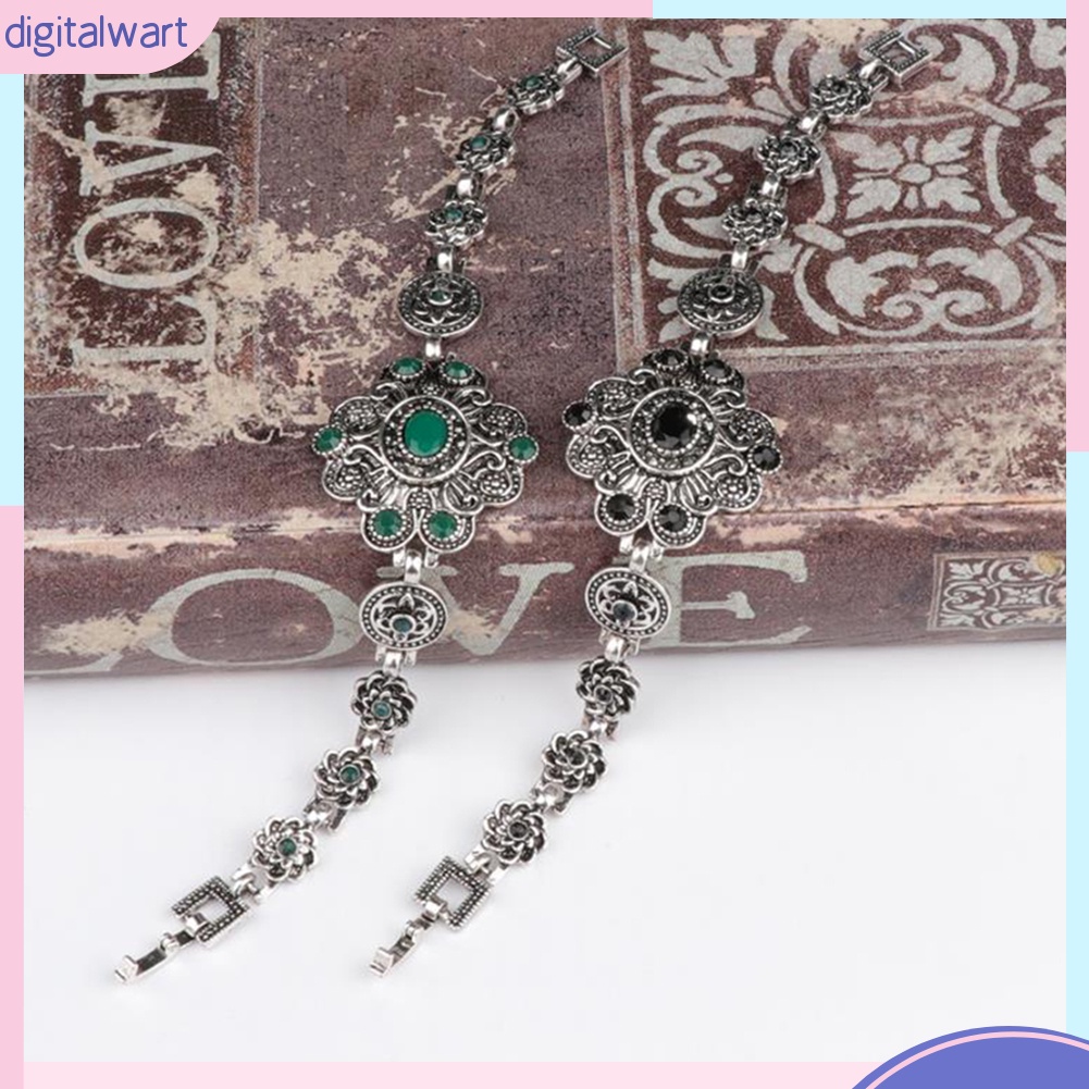 Vòng đeo tay thiết kế mặt bông hoa đính đá nhân tạo phong cách cổ điển thanh lịch thời trang dành cho nữ