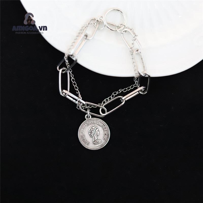 Vòng Đeo Tay Bằng Bạc Hình Chân Dung Phong Cách Cổ Điển
