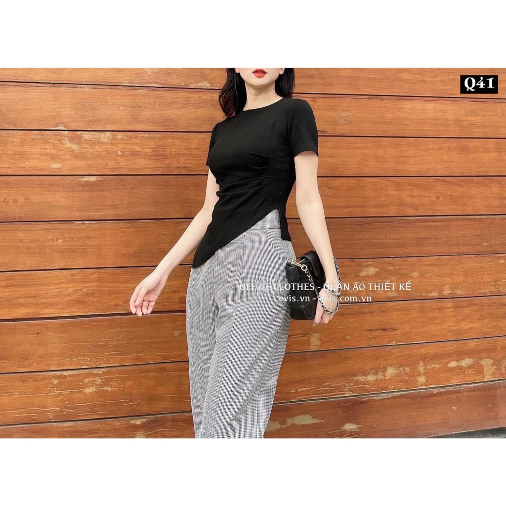 Set áo cotton co giãn quần ống suông siêu hack dáng Q41