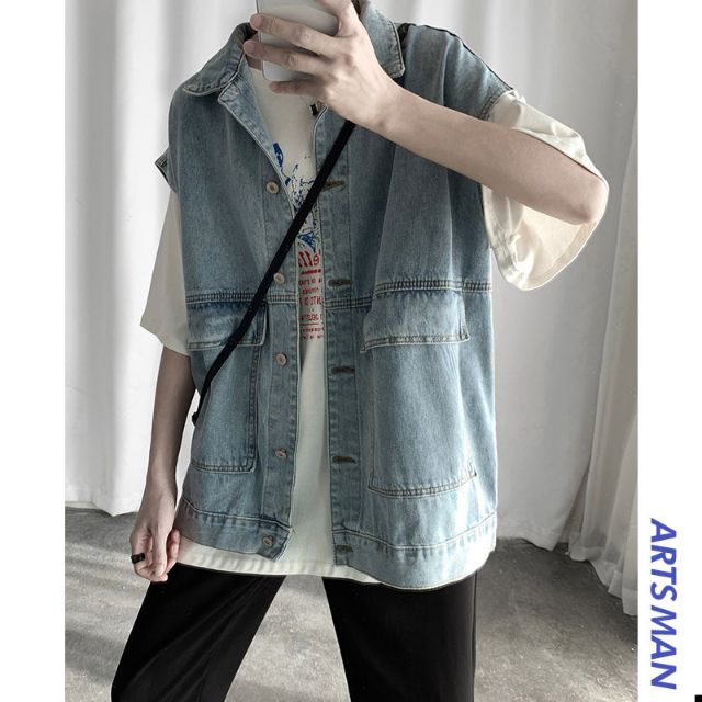 Áo gile bò có tui hai bên unisex [hàng order]