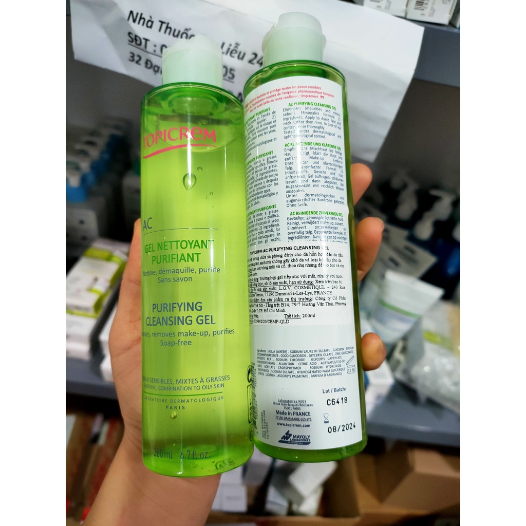 Sữa rửa mặt Topicrem AC Purifying Cleansing Gel 200ml