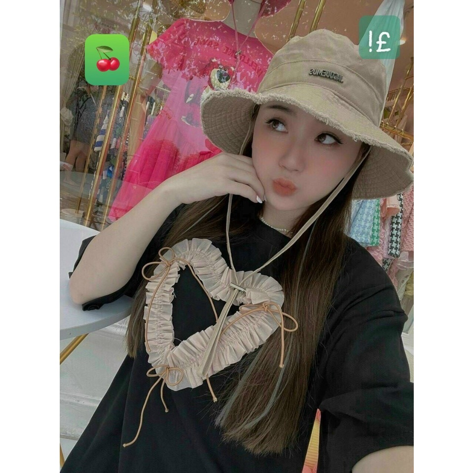 đầm suông tay ngắn phối nơ bèo phối dây thừng xinh chất cotton