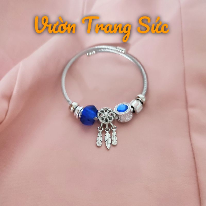 Vòng tay phủ bạc S925 - Lắc tay nữ phủ bạc Ý charm đá dễ thương, xinh xắn VVT00168