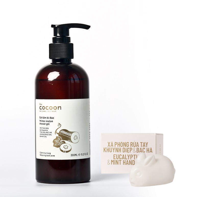 [Mã FMCGM50 - 8% đơn 250K] Combo Gel tắm bí đao Cocoon 300ml + Xà phòng Khuynh Diệp & Bạc Hà Cocoon 45g