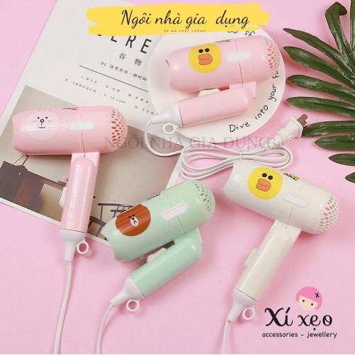 Máy Sấy Tóc Mini Cầm Tay Gấp Gọn 2 Chế Độ Hình Gấu Dễ Thương