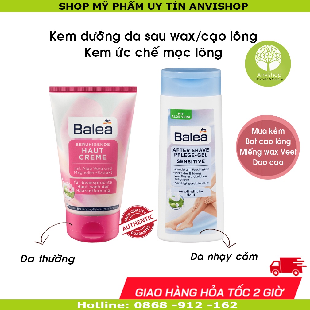 Kem ức chế mọc lông Balea/ Bộ sản phẩm cạo lông/ Kem làm dịu da sau wax lông/ tẩy lông/ cạo lông Balea