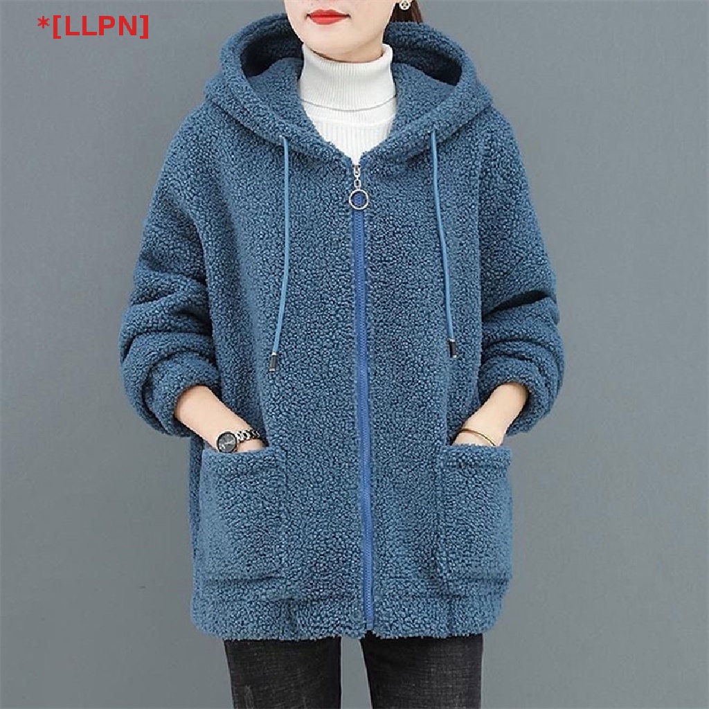 [loyaltysun.vn] Áo Khoác Cardigan Lông Cừu Dày Ấm Áp Có Mũ Trùm Phối Khóa Kéo Chào Mừng Dành Cho