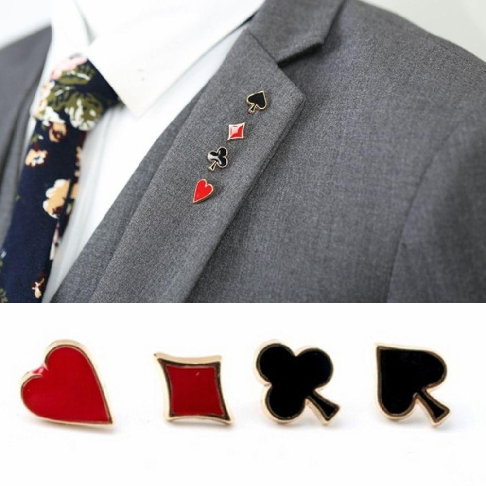 Bộ 4 Ghim Cài Áo Bằng Hợp Kim Hình Lá Bài Poker Độc Đáo