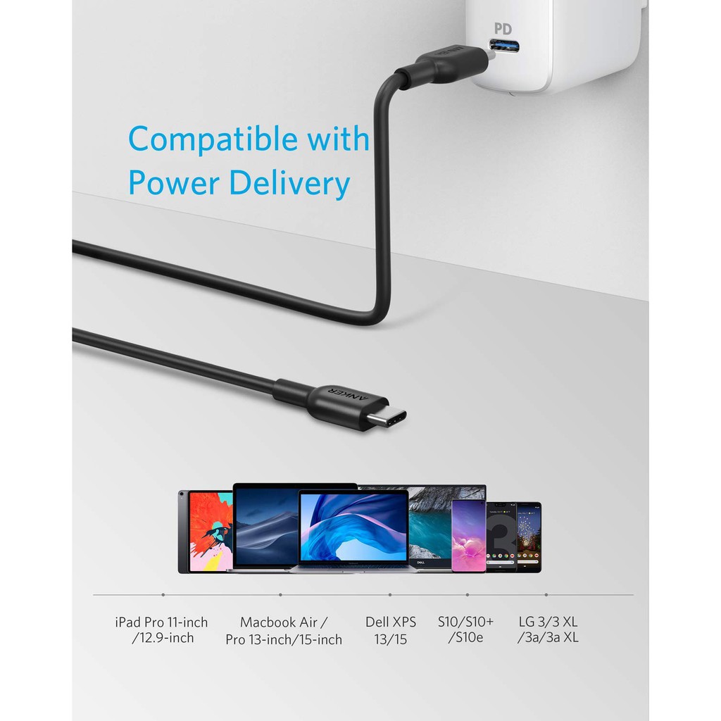 Cáp USB-C ra USB-C 2.0 ANKER PowerLine II, dài 1.8m - A8482; và 0.9m - A8481