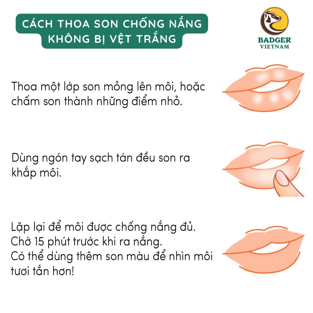 Son dưỡng hữu cơ BADGER chống nắng SPF 15 - dưỡng ẩm lâu, không thâm môi - Sunscreen Lip Balm - 4.2gr