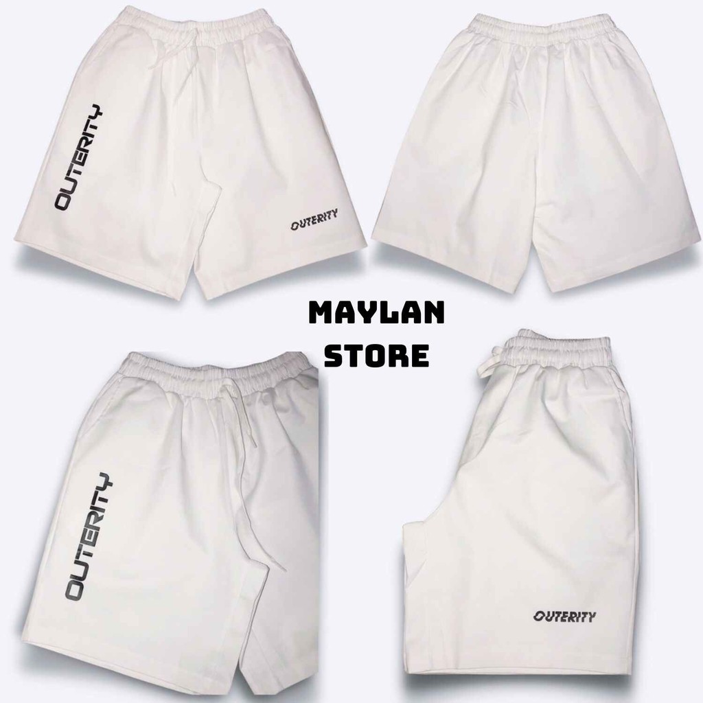 Quần Short Nam Kaki in chữ OUTERITY - vải kaki phong cách unisex streetwear