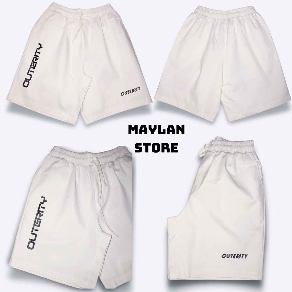 Quần Short Nam kaki In Chữ OUTERITY - vải kaki phong cách unisex streetwear