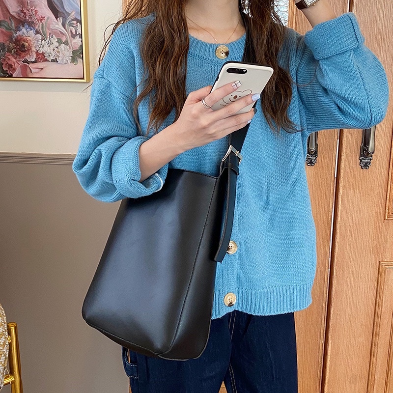 Túi tote da nữ dáng hộp vuông dày dặn style basic ulzzang phù hợp đi học đi làm