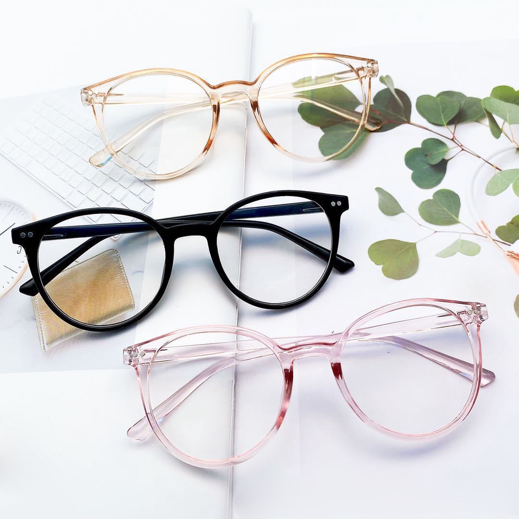 Mắt Kính Gọng Tròn Siêu Nhẹ Chống Tia Sáng Xanh Thời Trang Cho Nữ