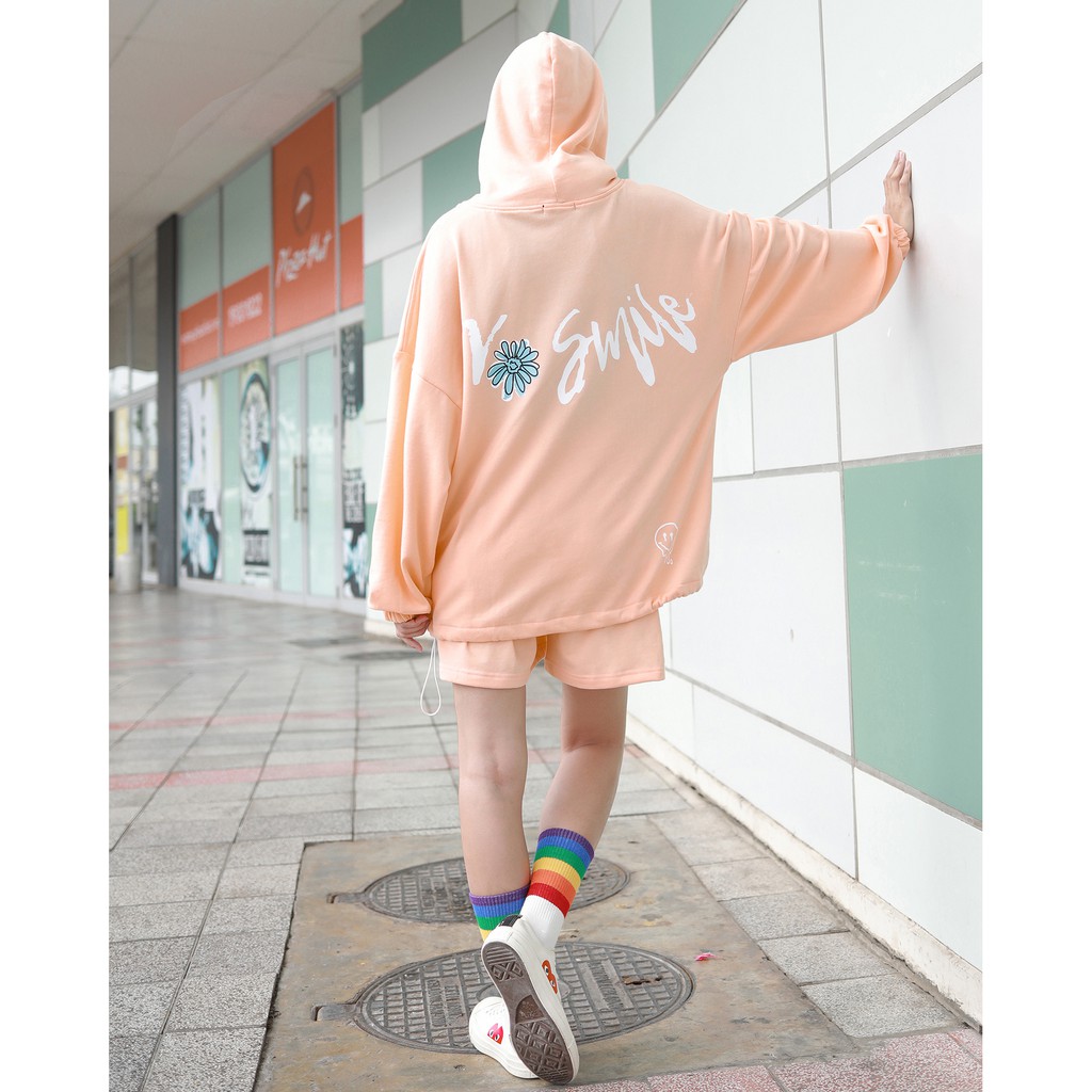 Áo Hoodie No Smile - Phía Trước Và Sau In Hình Sắc Nét - Chất Vải Nỉ Da Cá - Form Oversized Rộng Thoải Mái - Màu Cam