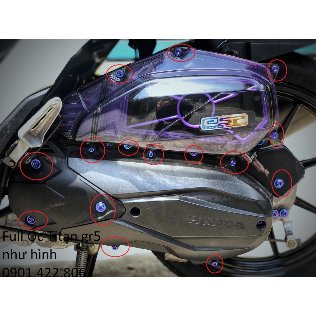 Combo 15 ốc titan gr5 vario 125/150