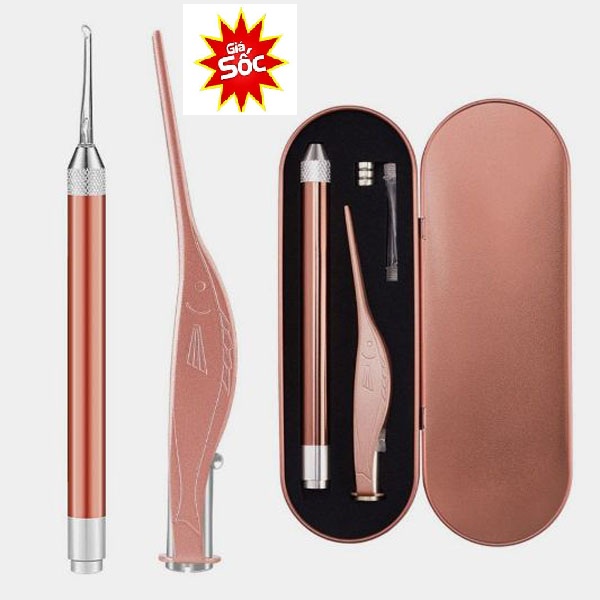 Ngoáy Tai 3 in 1 Có Đèn Pin, Bộ Đèn Soi Lấy Ráy Tai Hộp Nhôm Cao Cấp