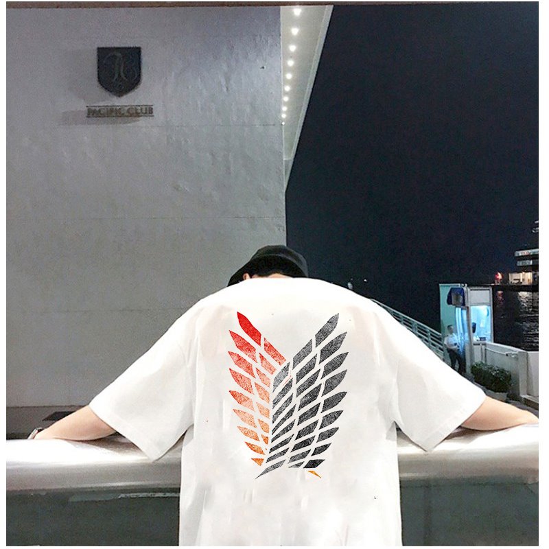 Áo phông unisex tay lỡ form rộng nam nữ họa tiết đôi cánh thiên thần vải dày mịn 2021T3181
