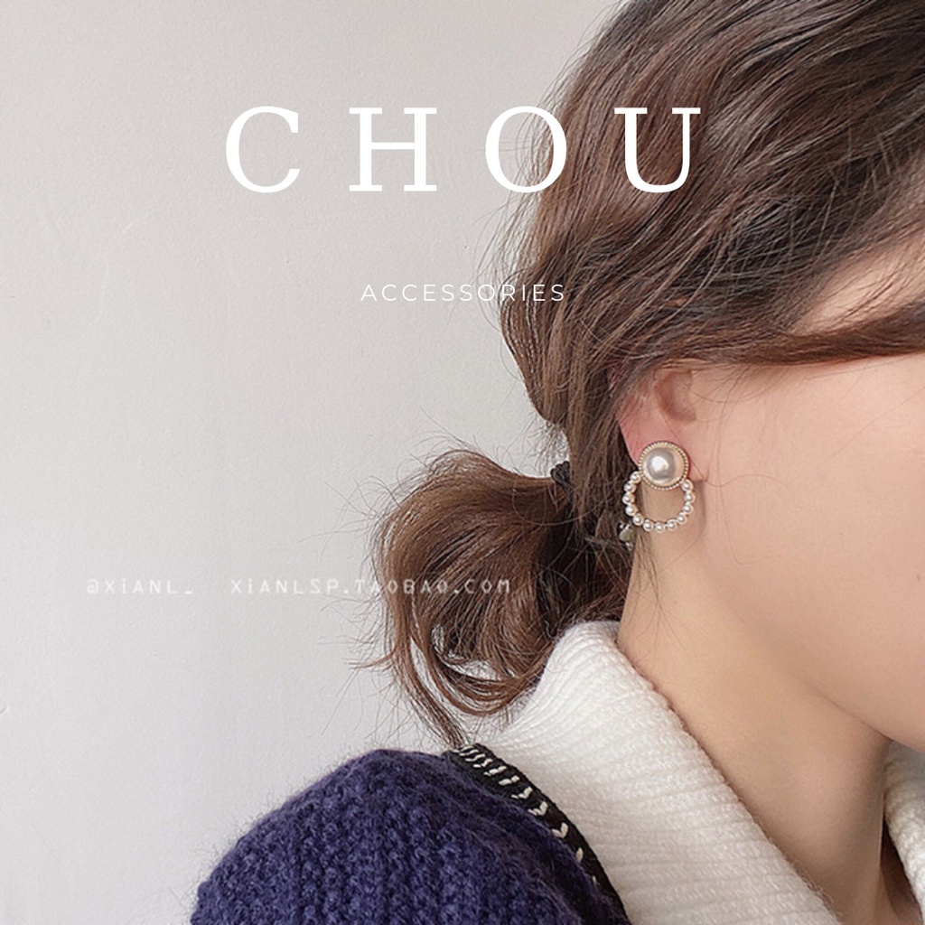 Bông Tai Đính Ngọc Vòng Tròn | CHOU ACCESSORIES |
