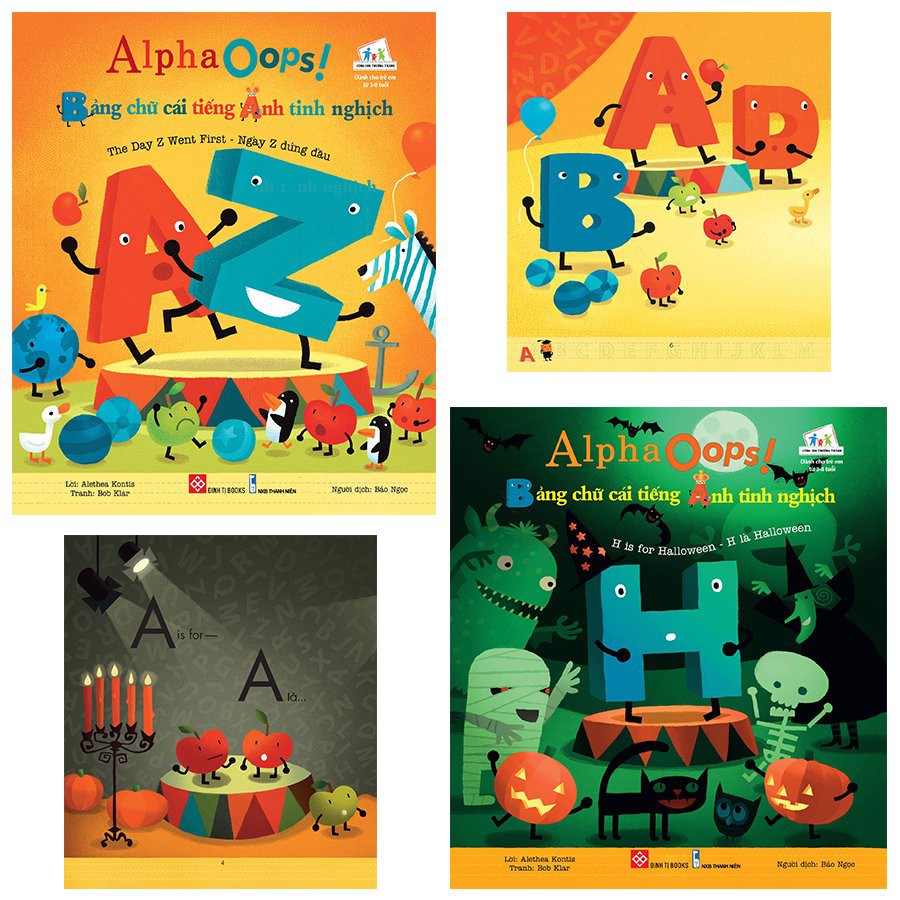 Sách - Combo 2 cuốn AlphaOops! Bảng chữ cái tiếng Anh tinh nghịch (Ngày Z đứng đầu - H là Halloween)