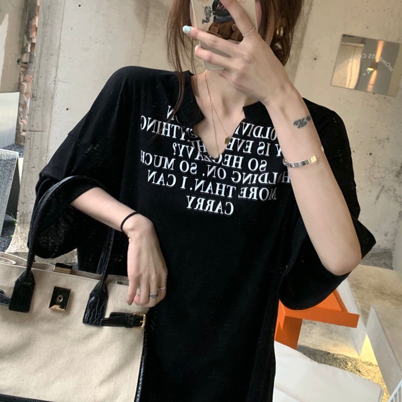 IELGY Áo Thun Ngắn Tay Cổ Chữ V Dáng Ôm Thời Trang Mùa Hè Hàng Mới Dành Cho Bạn Nữ