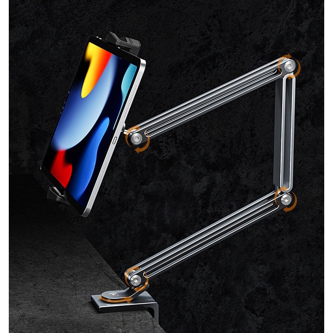 Giá đỡ ipad, máy tính bảng Arm kẹp cạnh bàn cao cấp P60, P67 xoay góc 360 độ, điều chỉnh độ cao mọi góc độ.