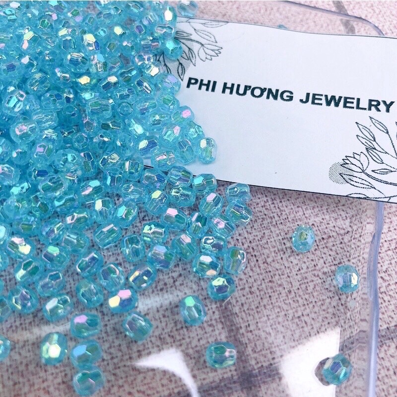 200 hạt cườm góc nhựa 4mm đủ màu ánh cừ trang trí đính kết quần áo