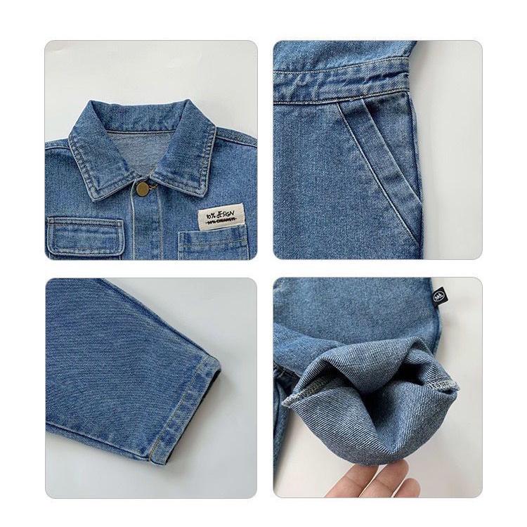 [Babycat] Hàng Có Sẵn Áo Liền Quần Denim Mỏng Phong Cách Hàn Quốc Nhật Bản Nhật Bản Mùa Xuân Thu Hợp Thời Trang Cho Bé Trai Mặc Ngoài Trời