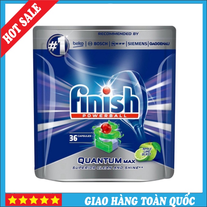 Viên Rửa Bát Finish Quantum Max Apple&Lime 36 Viên - Hương Chanh,Táo