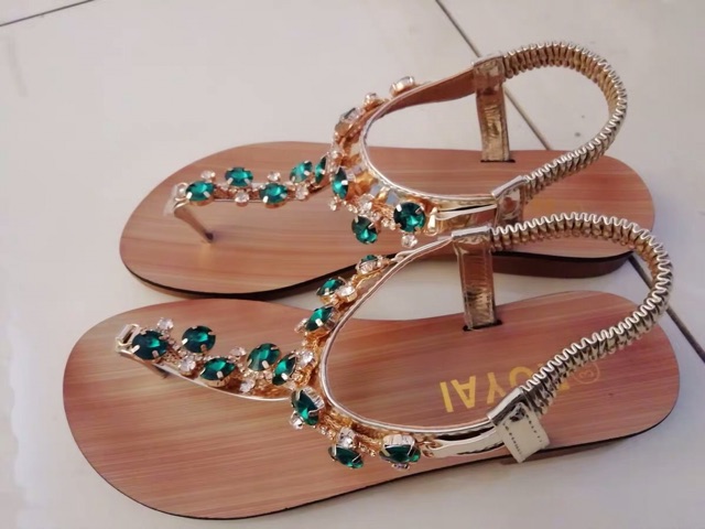 [Order] Sandal Đá  Đế Vân- sẵn xanh 35- Kèm ảnh thật