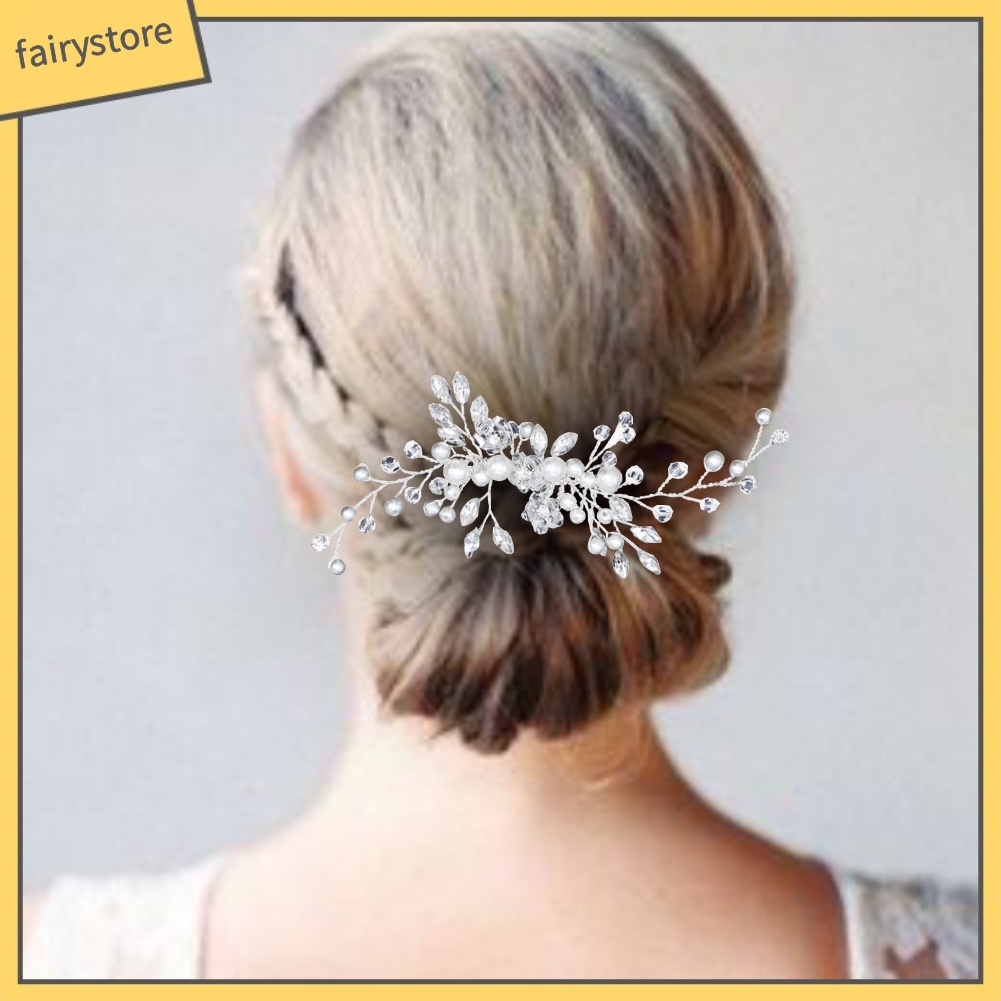 Trâm Cài Tóc Có Đính Đá &amp; Ngọc Trai Giả Cho Nữ