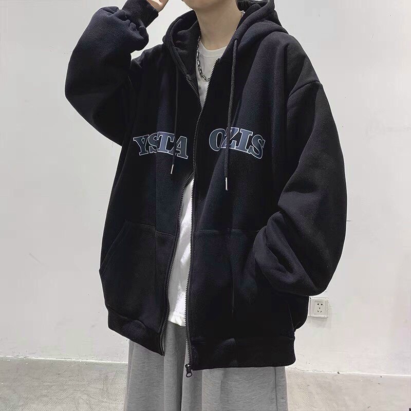 Áo KHOÁC NỈ Dây Kéo Có Mũ Hoodie OZIS Kéo Khoá Zíp From Rộng Tay Bồng Ulzzang Unisex